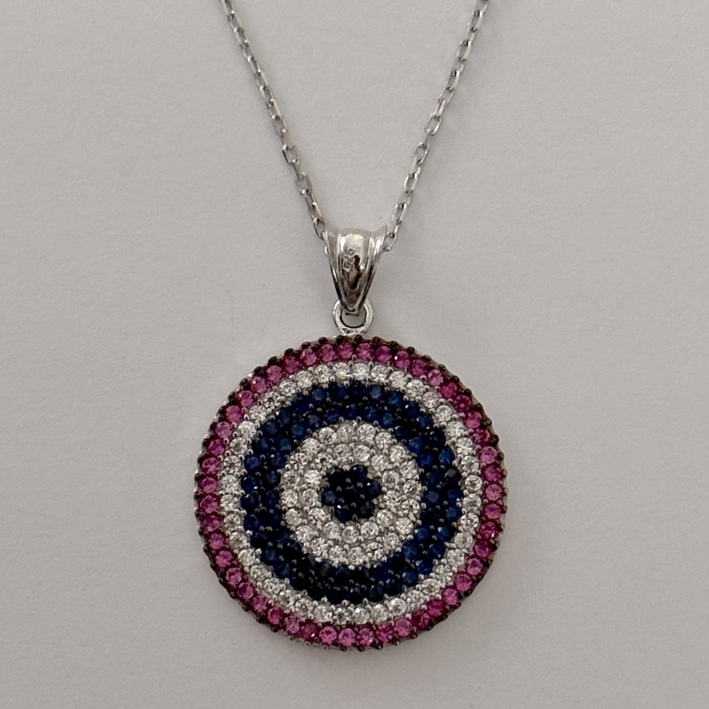 🧿925 Silver evil eye cubic zirconia cz stones necklace evileye